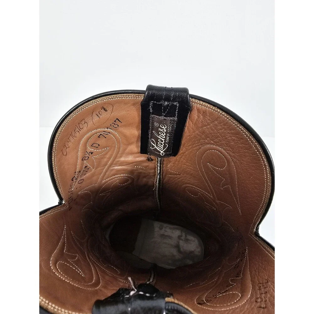 Lucchese 8.5 D Black Full Quil Ostrich Leather Cowboy Boots Proto Type Limited